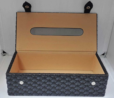 S R EXCLUSIVE 0 Compartments Leather Tissue Box(Black)