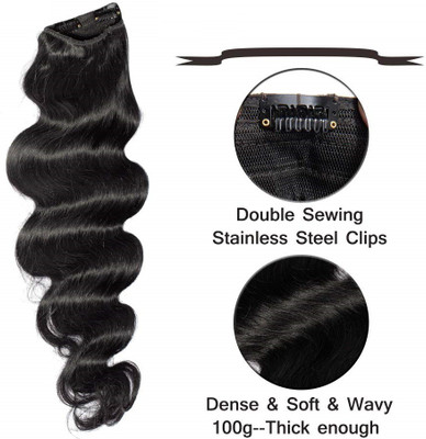 Blushia Beautiful Look Black Wavy  5 Clip In Hair Extension