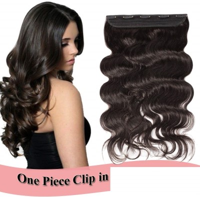 Blushia Beautiful Looks Prwmium Quality Brown Wavy 5 Clip In Hair Extension