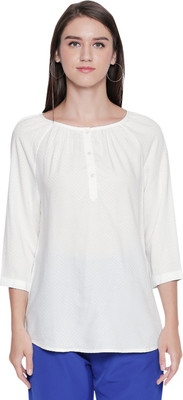Honey By Pantaloons Casual Regular Sleeve Solid Women White Top