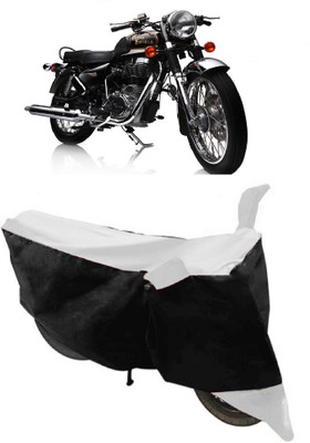 ABORDABLE Waterproof Two Wheeler Cover for Royal Enfield(Electra Delux, White, Black)