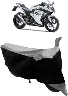 ABORDABLE Waterproof Two Wheeler Cover for Kawasaki(Ninja 300, Grey, Black)