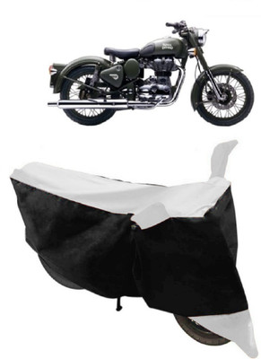 GANPRA Two Wheeler Cover for Royal Enfield(Beat, Black, White)
