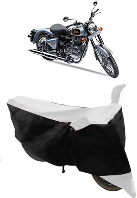 ABORDABLE Waterproof Two Wheeler Cover for Royal Enfield(500, White, Black)