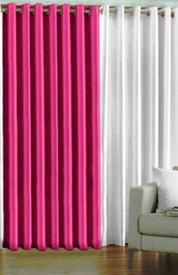 N2C Home 270 cm (9 ft) Polyester Semi Transparent Long Door Curtain (Pack Of 2)(Plain, Multicolor)