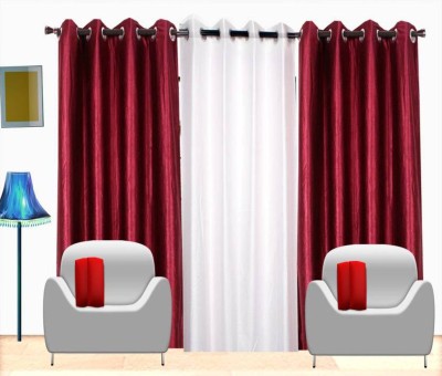 Styletex 151 cm (5 ft) Polyester Semi Transparent Window Curtain (Pack Of 3)(Plain, Multicolor)