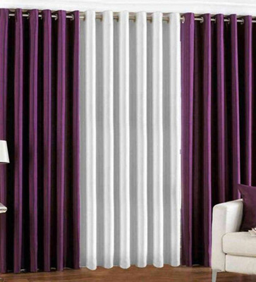 Styletex 213 cm (7 ft) Polyester Semi Transparent Door Curtain (Pack Of 3)(Plain, Multicolor)