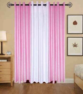 Styletex 270 cm (9 ft) Polyester Semi Transparent Long Door Curtain (Pack Of 3)(Plain, Multicolor)