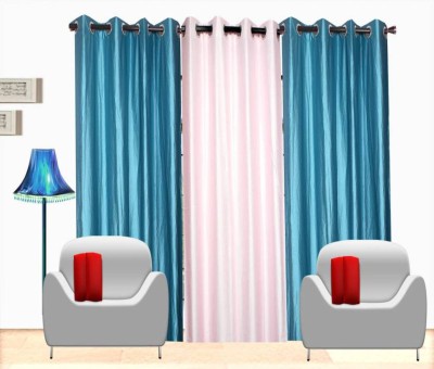 Styletex 270 cm (9 ft) Polyester Semi Transparent Long Door Curtain (Pack Of 3)(Plain, Multicolor)