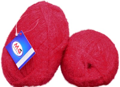 M.G Enterprise Feather Red (200 gm) Wool Ball 100 gm each 200 gm total Hand knitting wool / Art Craft soft fingering crochet hook yarn, needle knitting yarn thread dyed