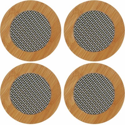 HOKiPO Round Bamboo Coaster Set(Pack of 4)