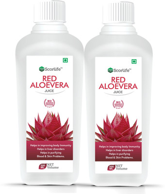 Scorlife Red Aloevera Juice Sugar Free 500ml. Pack of 2(2 x 500 ml)