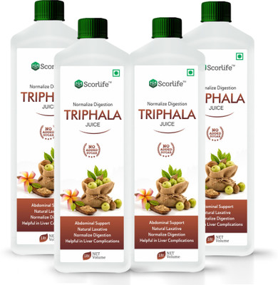 Scorlife Triphala Juice Sugar Free 1 Liter Pack of 4(4 x 1 L)