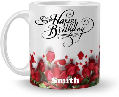 Beautum Happy Birthday Smith Best Gift White Model No:BRRHB020744 Ceramic Coffee Mug(350 ml)