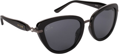 AISLIN Oval, Aviator Sunglasses(For Men & Women, Black)