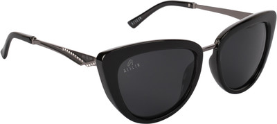 AISLIN Oval, Aviator Sunglasses(For Men & Women, Black)