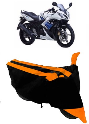 ABORDABLE Waterproof Two Wheeler Cover for Yamaha(R15, Orange, Black)