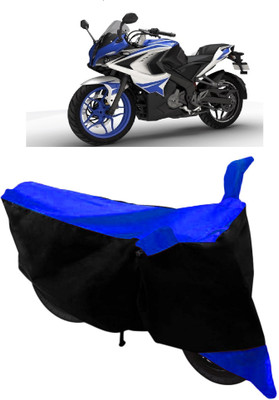 THE REAL ARV Waterproof Two Wheeler Cover for Bajaj(Pulsar RS 200, Blue, Black)