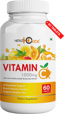HEALTHOXIDE Vitamin C Supplement - Strengthens Immunity, Great for Gums and Skin Pure Veg(60 Tablets)