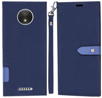 Ideogram Flip Cover for Motorola Moto C Plus(Blue, Shock Proof, Pack of: 1)