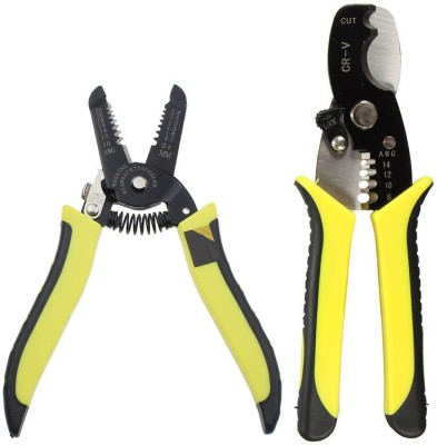 Digital Craft 2Pc Combo 7inch Multi Pliers Wire Stripper Electrician Wire Cutter Plier Crimping Nipper Hand Tools With Wire Stripper Wire Cutter