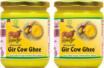YUGMANTRA ORGANIC Pure Natural Desi Gir Cow ghee 500 ml X2 Pack of 2 - Through Bilona Method 1000 ml Glass Bottle(Pack of 2)