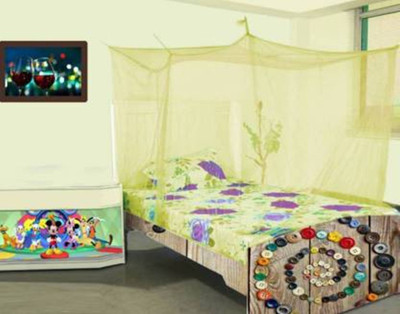 Shreejee Nylon Adults Washable Single bed Mosquito Net Mosquito Net(Yellow, Bed Box)