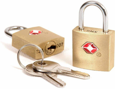 Toxen Padlocks For Securing Luggage While Travelling Luggage with Keys Suitcase Bag Padlock(Golden)
