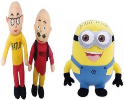 Saubhagye Gift basket stuffed Soft Animal Toy for kids/Birthday Gift/Boy/Girl Combo of Motu Patlu and Minion- 30 cm  - 30 cm(Multicolor)