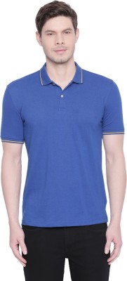 Byford by Pantaloons Solid Men Polo Neck Blue T-Shirt