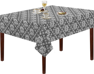 OASIS Damask 8 Seater Table Cover(Grey, Cotton)