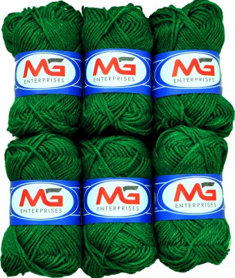 M.G Enterprise Wool Leaf Green (6 pc) M.G Wool Ball Hand Knitting Wool/Art Craft Fingering Crochet Hook Yarn, Needle Knitting Yarn Thread Dyed