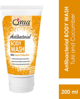 Qraa Antibacterial Body Wash With Goodness Of Tulsi & Cucumber  (200 Ml) For Rs. 99 @ 73 %