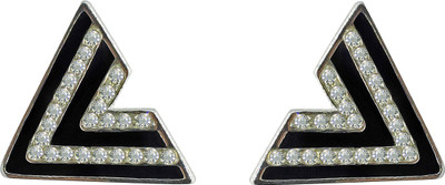 FURE Triangular Black Enamel Collar Pins with Rhinestones Brooch(Black)