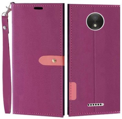 Wynhard Flip Cover for Motorola Moto C Plus(Pink, Grip Case, Pack of: 1)