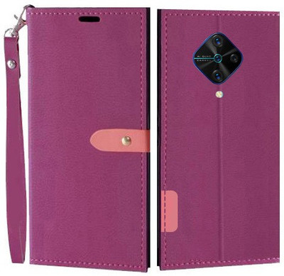 Krofty Flip Cover for Vivo S1 Pro(Pink, Cases with Holder, Pack of: 1)
