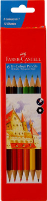 FABER-CASTELL Bi-Color Hexagonal Shaped Color Pencils(Set of 6, Assorted)