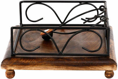 Voody 0 Compartments Iron, Wood Tissue Holder(Black, Brown)