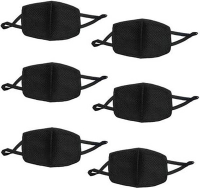 Wonder Star Combo of 6 Piece reusable Face Masks Unisex Anti Dust/Pollution/Flu Antiviral Virus Protection and Personal Health Respirator mask(Black, Free Size, Pack of 6)