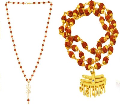 ANVIKA Brass Plated Golden Cap Mala With Mahakal And Trishakti Locket Brass Plated Brass Chain Set