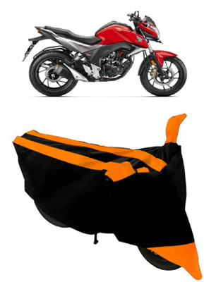 ABORDABLE Waterproof Two Wheeler Cover for Honda(CB, Orange, Black)