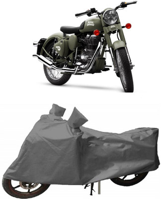 GANPRA Two Wheeler Cover for Royal Enfield(Battle Green, Grey)