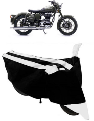 HEMSKAR Waterproof Two Wheeler Cover for Royal Enfield(Battle, White, Black)