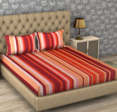 Flipkart SmartBuy Cotton Double Flat 104 TC Printed Bedsheet(Pack of 1, Multicolor 4)