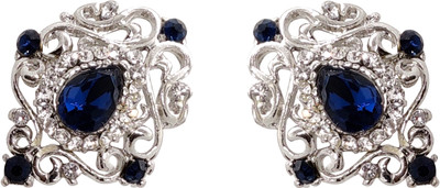 FURE Dazzling Collar Pins with Rhinestones Brooch(Silver, Blue)