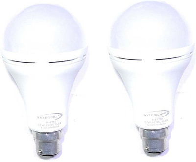 skybright 12 W Inverter Round B22 LED Bulb(White, Pack of 2)