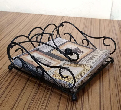 FlipsShoppee 1 Compartments Iron Iron napkin holder(Black)