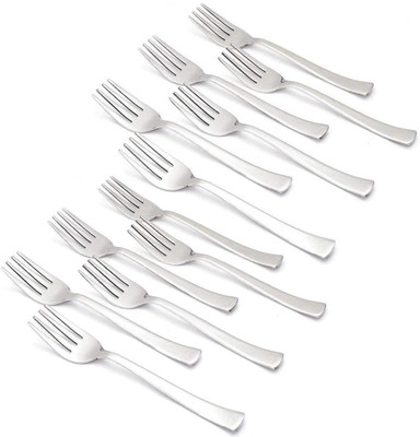 WHITEIBIS Stainless Steel Dessert Fork, Dinner Fork Set(Pack of 12) deal from flipkart