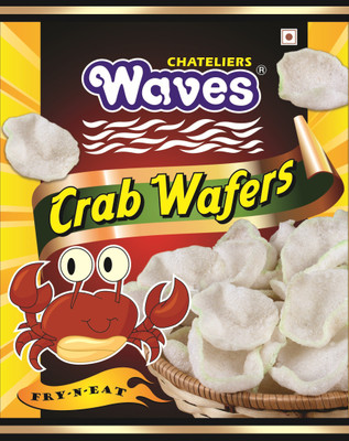 WAVES Crab Wafers/Crackers (100grams x pack of 3) Fryums (Pack of 3)(300 g)