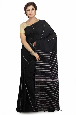 tant ghar Striped Bollywood Pure Cotton Saree(Multicolor)